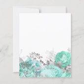 Papier Budget Floral Aqua Silver Script Wedding Invite (Dos)