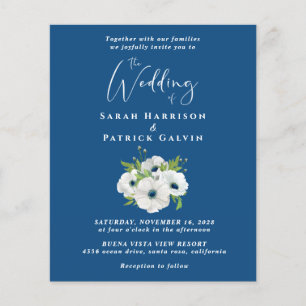 Papier Budget Floral Aquarelle bleu Faire-part de mariage