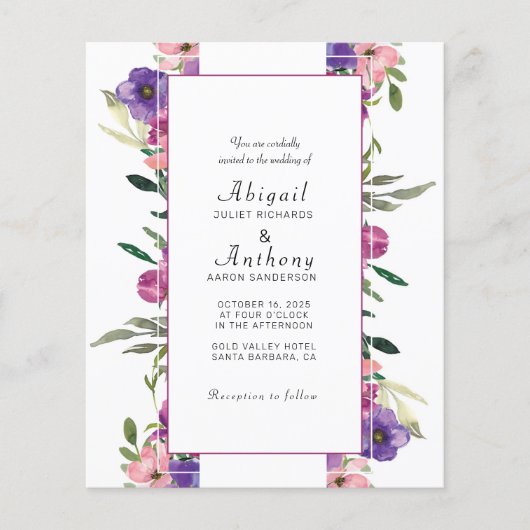 Papier Budget Floral Aquarelle d'été  (Devant)