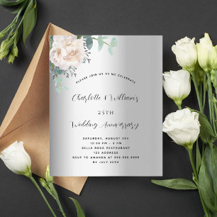 Papier Budget floral argent 25e anniversaire mariage