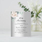 Papier Budget floral argent 25e anniversaire mariage (Debout devant)