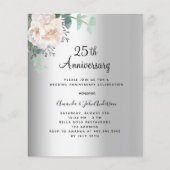 Papier Budget floral argent 25e anniversaire mariage (Devant)