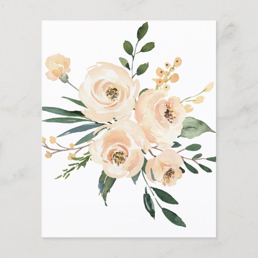 Papier Budget Floral Beige Or Faire-part de mariage Noir (Dos)
