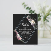 Papier Budget Floral Black Bridal Show Invitation (Debout devant)