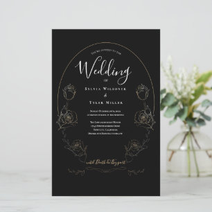Papier Budget Floral Black Gothique Faire-part de mariage
