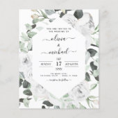 Papier Budget Floral blanc Roses Eucalyptus Mariage (Devant)