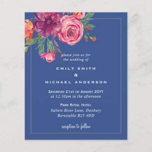 Papier Budget Floral bleu Bourgogne rose orange Mariage