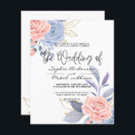 Papier Budget Floral bleu et rose faire-part de mariage d<br><div class="desc">Budget Floral Blue & Pink or faire-part de mariage moderne aquarelle florale bleu rose or,  à compléter avec vos détails facilement et rapidement. consultez ma boutique pour voir la suite entière pour ce design.</div>