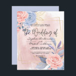 Papier Budget Floral Bleu & Pinceau Rose faire-part de ma<br><div class="desc">Budget Floral Bleu & Pinceau rose faire-part de mariage aquarelle moderne bleu rose floral or avec brosse rose,  à compléter avec vos détails facilement et rapidement. consultez ma boutique pour voir la suite entière pour ce design.</div>