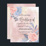Papier Budget Floral Bleu & Pinceau Rose faire-part de ma<br><div class="desc">Budget Floral Bleu & Pinceau rose faire-part de mariage aquarelle moderne bleu rose floral or avec brosse rose,  à compléter avec vos détails facilement et rapidement. consultez ma boutique pour voir la suite entière pour ce design.</div>