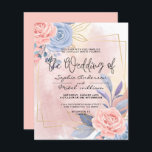 Papier Budget Floral Bleu & Pinceau Rose faire-part de ma<br><div class="desc">Budget Floral Bleu & Pinceau rose faire-part de mariage aquarelle moderne bleu rose floral or avec brosse rose,  à compléter avec vos détails facilement et rapidement. consultez ma boutique pour voir la suite entière pour ce design.</div>
