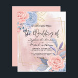 Papier Budget Floral Bleu & Pinceau Rose faire-part de ma<br><div class="desc">Budget Floral Bleu & Pinceau rose faire-part de mariage aquarelle moderne bleu rose floral or avec brosse rose,  à compléter avec vos détails facilement et rapidement. consultez ma boutique pour voir la suite entière pour ce design.</div>
