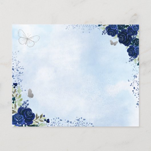 Papier Budget Floral Blue Grey Quinceanera Enregistrer la (Dos)