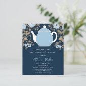 Papier Budget Floral Blue Tea Party Boy Baby Shower Invit (Debout devant)