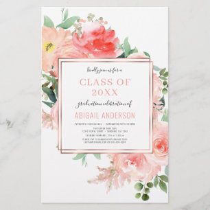 Papier Budget Floral Blush Coral 2023 Grad Invitation