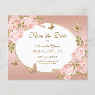 Papier BUDGET Floral Blush Or Papillon rose Mis Quince