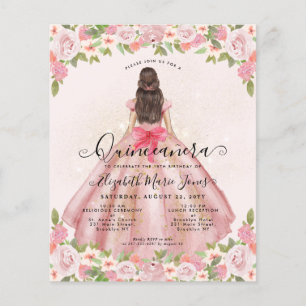 Papier Budget Floral Blush Or Rose Princesse Quinceanera
