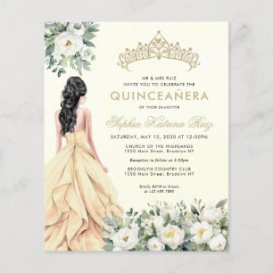 Papier Budget Floral Botanique Or Princesse Quinceañera