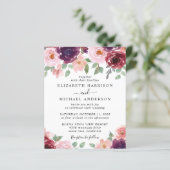 Papier Budget Floral Bourgogne Aquarelle Mariage Invitati (Debout devant)