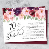 Papier Budget Floral Bourgogne rose 70e fête d'anniversai