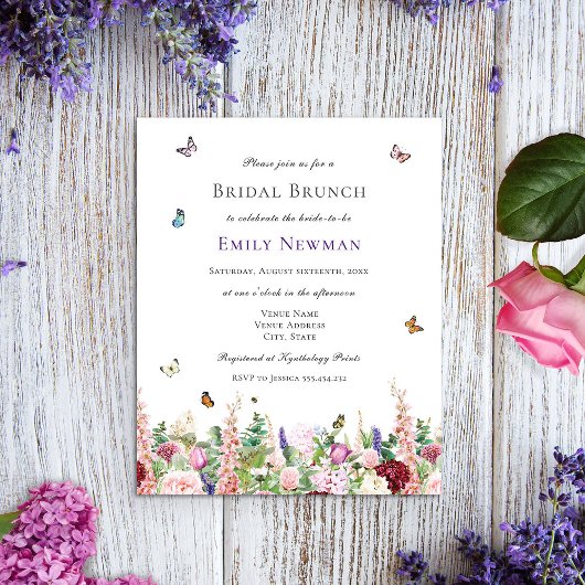 Papier Budget Floral Butterfly Bridal Brunch Invitation