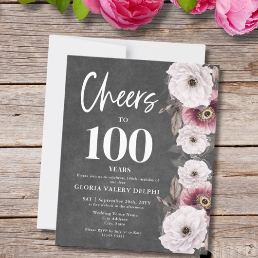 Papier Budget Floral Cheers au 100e anniversaire