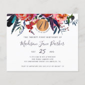 Papier Budget floral chic 21e anniversaire invitation fêt (Devant)