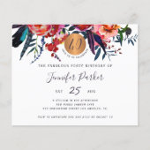 Papier Budget floral chic 40e anniversaire invitation fêt (Devant)