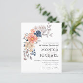 Papier BUDGET Floral Chic Coral PINK Blue Mariage (Debout devant)