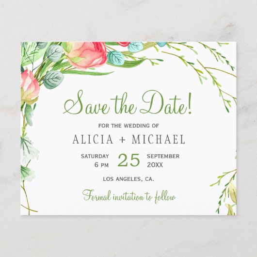 Papier Budget floral chic script photo mariage date de sa (Devant)