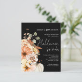 Papier Budget Floral Citrouille Script Halloween Party Bl (Debout devant)