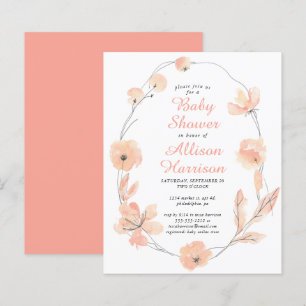 Papier Budget Floral Coral Baby shower Invitation