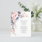 Papier Budget Floral Couples Baby shower rose Invitation (Debout devant)