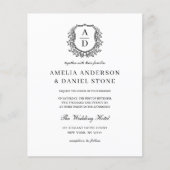 Papier Budget Floral Crest Monogramme Mariage Élégant (Devant)