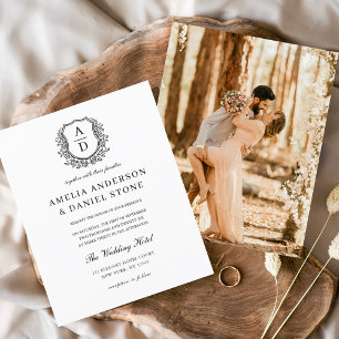 Papier Budget Floral Crest Monogramme Mariage Élégant