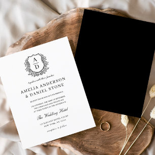 Papier Budget Floral Crest Monogramme Mariage Élégant