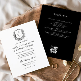 Papier Budget Floral Crest Monogramme Mariage QR Code