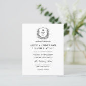 Papier Budget Floral Crest Monogramme Mariage QR Code (Debout devant)