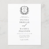 Papier Budget Floral Crest Monogramme Mariage QR Code (Devant)