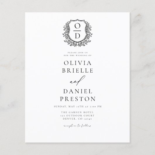 Papier Budget Floral Crest Monogramme Mariage QR Code (Devant)