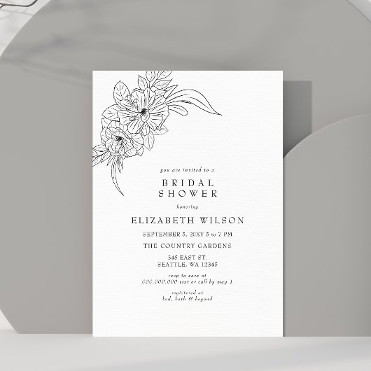 Papier Budget Floral Croquis Invitation nuptiale douche