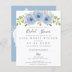 Papier Budget Floral Dusty Blue Bridal Shower Invitation