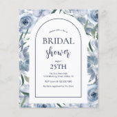Papier Budget Floral Dusty Blue Bridal Shower Invitation (Devant)