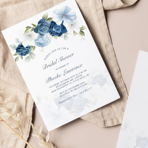 Papier Budget Floral Dusty Blue Bridal Shower Invitation
