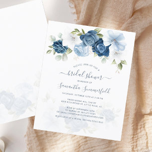 Papier Budget Floral Dusty Blue Bridal Shower Invitation