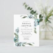Papier Budget Floral Dusty Blue Bridal Shower Invitation (Debout devant)