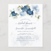 Papier Budget Floral Dusty Blue Bridal Shower Invitation (Devant)