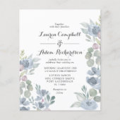 Papier Budget Floral Dusty Blue Faire-part de mariage (Devant)