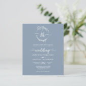 Papier BUDGET Floral Dusty Blue Monogramme Photo Mariage (Debout devant)