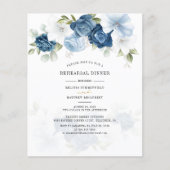 Papier Budget Floral Dusty Blue Rehearsal Dîner Invitatio (Devant)